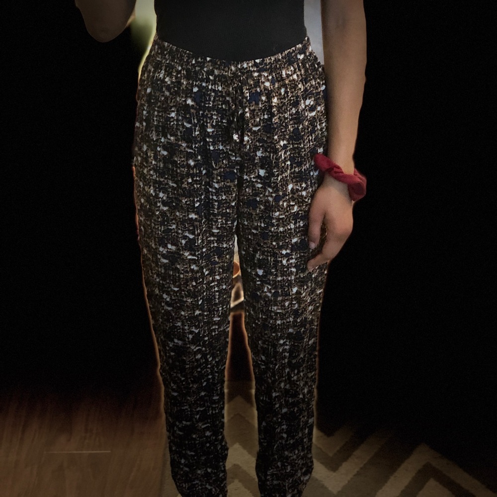 White and navy blue pattern brown dress joggers!